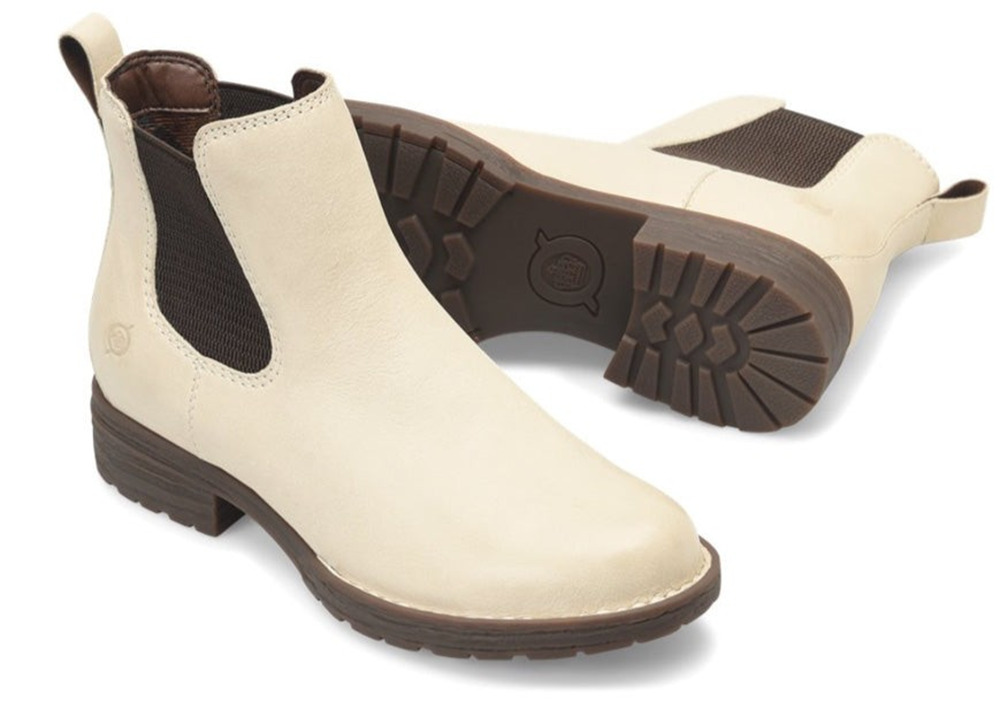 Born Cove Women's Bootie-Waterproof suede Cream Size 8.5 US